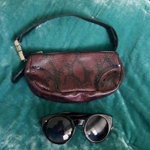 Rare Vintage 90s Steve Madden Purple Faux Snakeskin Purse Patent Leather Strap